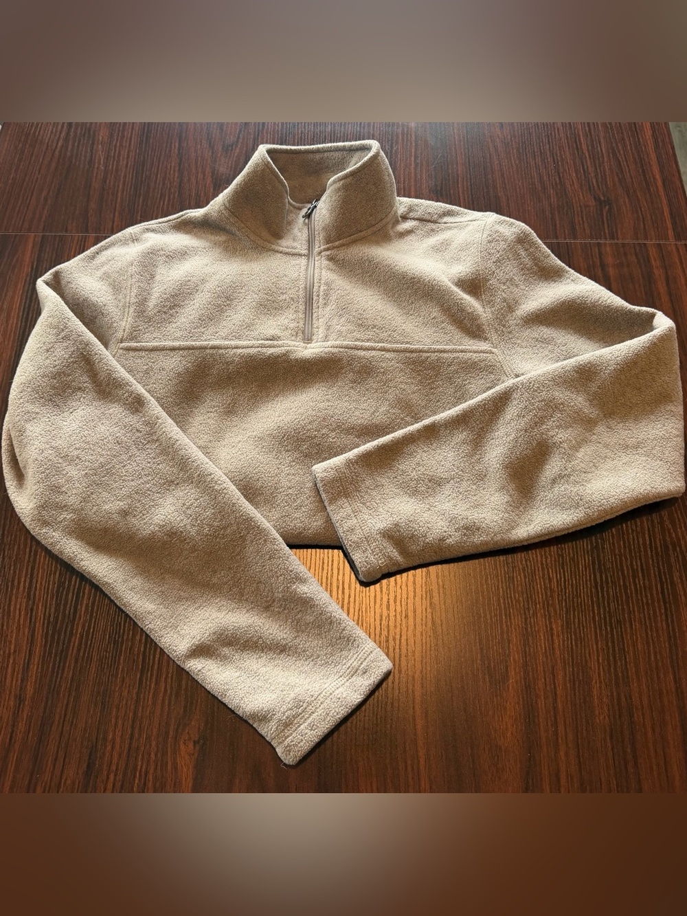 Croft & Barrow Men’s Beige Quarter Zip Fleece Pullover Jacket Size S